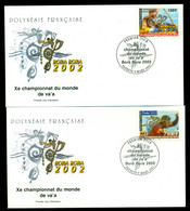 French Polynesia 2002 World Outrigger Canoe Championships 2xFDC - Covers & Documents