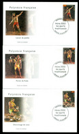 French Polynesia 2002 Traditional Sports 3xFDC - Storia Postale