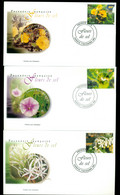 French Polynesia 2002 Halopholic Flowers 3xFDC - Lettres & Documents