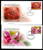 French Polynesia 2003 Flowers 2xFDC - Cartas & Documentos