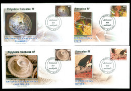 French Polynesia 2004 Handicrafts 4xFDC - Lettres & Documents
