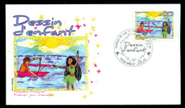 French Polynesia 2008 Xmas,Boater & Dancer, Children's Design Winner FDC - Lettres & Documents