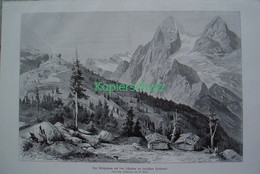 D101 155 Kuhn Königshaus Schachen Alm Berge Riesenbild 40x28 Cm Druck 1899!! - Other & Unclassified