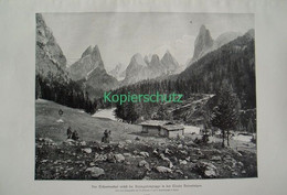 D101 158 Rosengarten Tschamintal Bergsteiger Riesenbild 40x28 Cm Druck 1899!! - Other & Unclassified