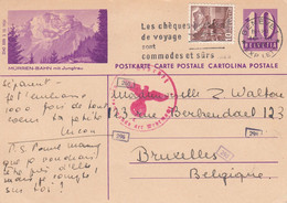 Suisse - Entiers Postaux - Carte Illustrée Mürren-Bahn -  De Genève à Bruxelles - 10/12/1941 - Censurée - Postwaardestukken