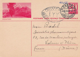Suisse - Entiers Postaux - Carte Illustrée Ofenpass - De Genève à Valence - 20/04/1945 - Censurée - Stamped Stationery
