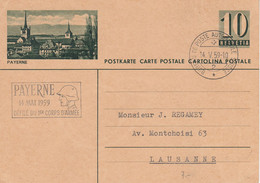 Suisse - Entiers Postaux - Carte Illustrée Payerne - De Payerne à Lausanne - 14/05/1959 - Enteros Postales