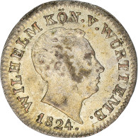 Monnaie, Etats Allemands, WURTTEMBERG, Wilhelm I, 3 Kreuzer, Groschen, 1824 - Altri & Non Classificati