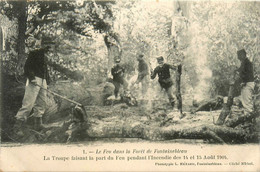 Fontainebleau * Serie De 4 Cpa * Le Feu Dans La Forêt * Sapeurs Pompiers Incendie 1904 - Fontainebleau