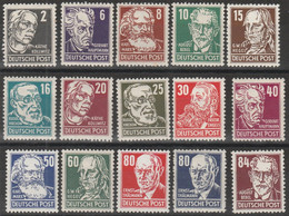 DDR - 460 ** Germania Orientale 1953 - Uomini Illustri N. 91/105. Cat. € 441,00. SPL - Unused Stamps