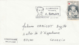 1 ER JOUR FLAMME RENOIR à LIMOGES 1991 - Annullamenti Meccanici (pubblicitari)