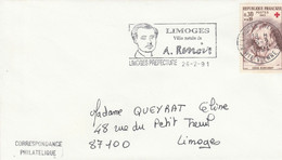 1 ER JOUR FLAMME RENOIR à LIMOGES 1991 - Annullamenti Meccanici (pubblicitari)