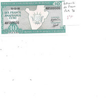 BURUNDI BILLET 10 FRANCS PICK 33 - Burundi