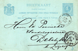 15 APR 1891   Kleinrond HILLEGOM Op Bk Naar DELITZSCH Bei Leipzig - Storia Postale