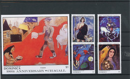Dominica MiNr. 1025, 27-29, Block 117 Postfrisch Marc Chagall (1G083 - Dominica (1978-...)