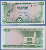 1966  UGANDA  100 SHILLINGS  CROWNED CRANE BIRD  P.5a  NEUF  UNC. CONDITION - Ouganda