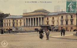 Tours     37             Tramway Devant Le Palis De Justice . Colorisée        N°  GB 4     (voir Scan) - Tours