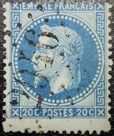 N°29A. Variété. Napoléon 20c Bleu. Oblitéré Losange G.C. N°2046 Lille - 1863-1870 Napoleon III With Laurels