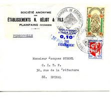 Lettre 30 Mai 1968 Grève Des PTT Taxe D'acheminement Chambre De Commerce D'Epinal Vosges 88 Manufactures De Géliot - Other & Unclassified