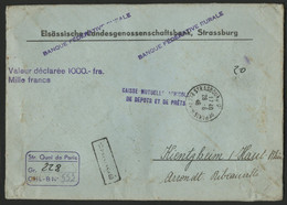 N° 728 20 Fr GANDON SEUL Cote 75 € Au Verso D'une Enveloppe CHARGEE De STRASBOURG En 1946 (voir Description) - 1921-1960: Periodo Moderno