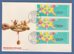Portugal 1995 ATM Galinhas Mi.-Nr. 9 Z1 Satz 40-75-190 Auf Offiz. FDC 1.3.95 - Automatenmarken (ATM/Frama)