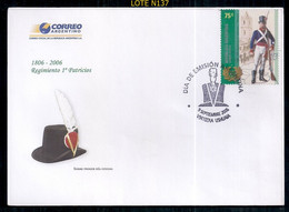 ARGENTINA 2006 GJ 3560 200 AÑOS DE LA CREACION DEL REGIMIENTO DE PATRICIOS - Storia Postale