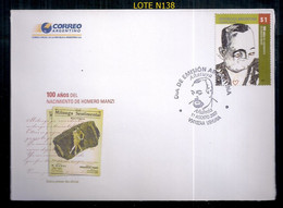 ARGENTINA 2007 GJ 3614 100 AÑOS DEL NACIMIENTO DE HOMERO MANZI - Cartas & Documentos