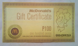 McDonald's Philippines Gift Certificate - McDonald's