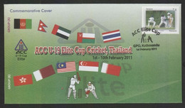 Nepal 2011 Cricket ACCU - 19 Elite Cup Cricket Thailand Special Cover Bat Cancelletion Special Cover (**) - Népal