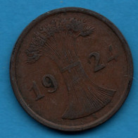 DEUTSCHES REICH 2 Rentenpfennig 1924 A KM# 31 - 2 Renten- & 2 Reichspfennig