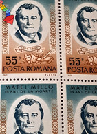 Stamps Errors Romania 1971 Mi 2999  Printed Without  Lines Left  Actor M.Millo  Bloc X4  Mnh - Variedades Y Curiosidades