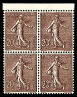 N°131c, (N° Maury), 20c CHOCOLAT (1906) En Bloc De Quatre Haut De Feuille, Fraîcheur Postale, TRÈS BON CENTRAGE, SUP (ce - Unused Stamps