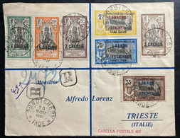 1927 Pondichery French India Registered Cover To Triest Italy (**) Inde Indien - Brieven En Documenten