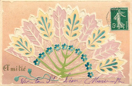 éventail Range * CPA Fantaisie Gauffrée Embossed * Amitié ! * Fleurs Flowers - Mode