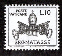 Vaticano (1968) - Segnatasse ** 10 Lire, Con Decalco Parziale - Postage Due