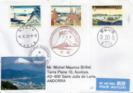 2021: International Letter Writting Week, Special Postmark Mt FUJI, Letter Sent To Andorra - Storia Postale