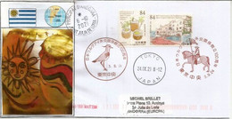 2021: Japan-Uruguay Joint Issue  (100 Ieme Anniversaire), Letter Sent To Andorra - Briefe U. Dokumente