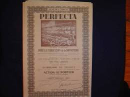 Action"Perfecta" Sté Pour La Fabrication De La Bonneterie Bruxelles" 1947 Excellent état,reste Des Coupons Imp.Protecto - Textiel