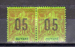 Guyane : No68  : 05 Sur 20c. Et No68A ( Surcharge Espacée Tenant à Normal ) Neuf Sur Charnière - Nuevos