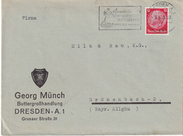 ALLEMAGNE 1939 LETTRE DE DRESDEN  PERFORE/PERFIN - Covers & Documents