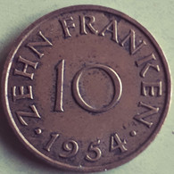 SARRE / SAARLAND: 10 FRANCS 1954  KM 1 - Autres & Non Classés