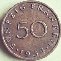 SARRE / SAARLAND: 50 FRANCS 1954  KM 3 - Otros & Sin Clasificación