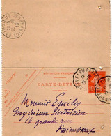 TB 3031 - 1913 - Carte - Lettre - Entier Postal Type Semeuse  MP PAIMBOEUF A SAINTE PAZANNE - Cartoline-lettere