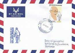 Burundi 2021 Bujumbura Mahatma Gandhi 1690f Special Handstamp Cover - Emissions Communes