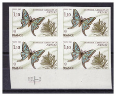 FRANCE   . N°  2089  A . 1 F 20  . PAPILLON  BLOC DE 4   ND     .  NEUF  . **  . SUPERBE . - 1971-1980