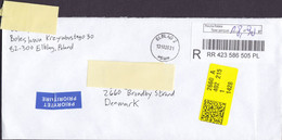 Poland PRIORITAIRE & Registered Einschreiben Labels ELBLAG 2021 Cover Brief BRØNDBY STRAND Denmark - Storia Postale