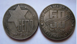 GETTO 50 MARK 1943 LITZMANNSTADT GERMAN COIN MONETA GHETTO EBREI JUDE JUIFE Auschwitz JUDE EBREI GERMANY - Sammlungen