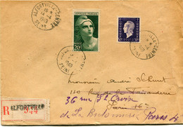 FRANCE LETTRE RECOMMANDEE AFFRANCHIE AVEC LE 50f DULAC + LE 20f GANDON DEPART ALFORTVILLE 14-4-49 SEINE POUR LA FRANCE - 1944-45 Marianne De Dulac