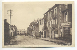 CPA 19 Corrèze EGURANDE MERLINES - Avenue De La Gare - Commerces; Hôtel Restaurant, Economats Du Centre, Pompe à Essence - Eygurande