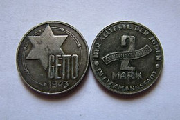 GETTO 2 MARK 1943 LITZMANNSTADT GERMAN COIN MONETA GHETTO EBREI JUDE JUIFE Auschwitz JUDE EBREI GERMANY - Sammlungen